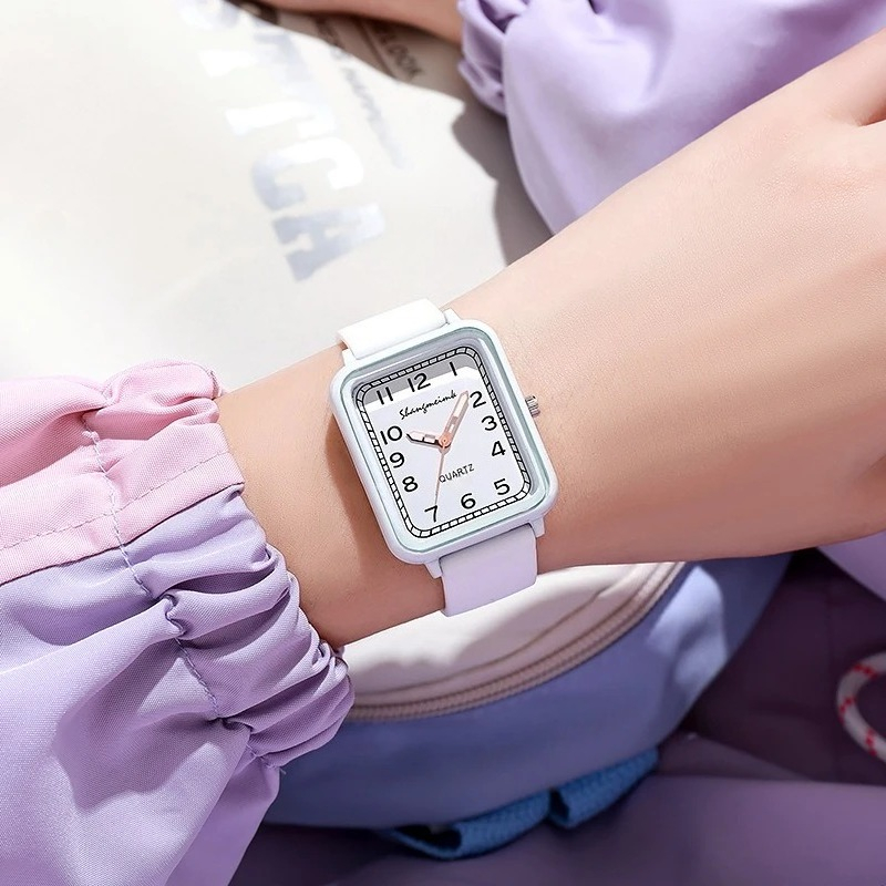 Fashion Rectangle Dial Ladies  - Silicone Band Women review and price