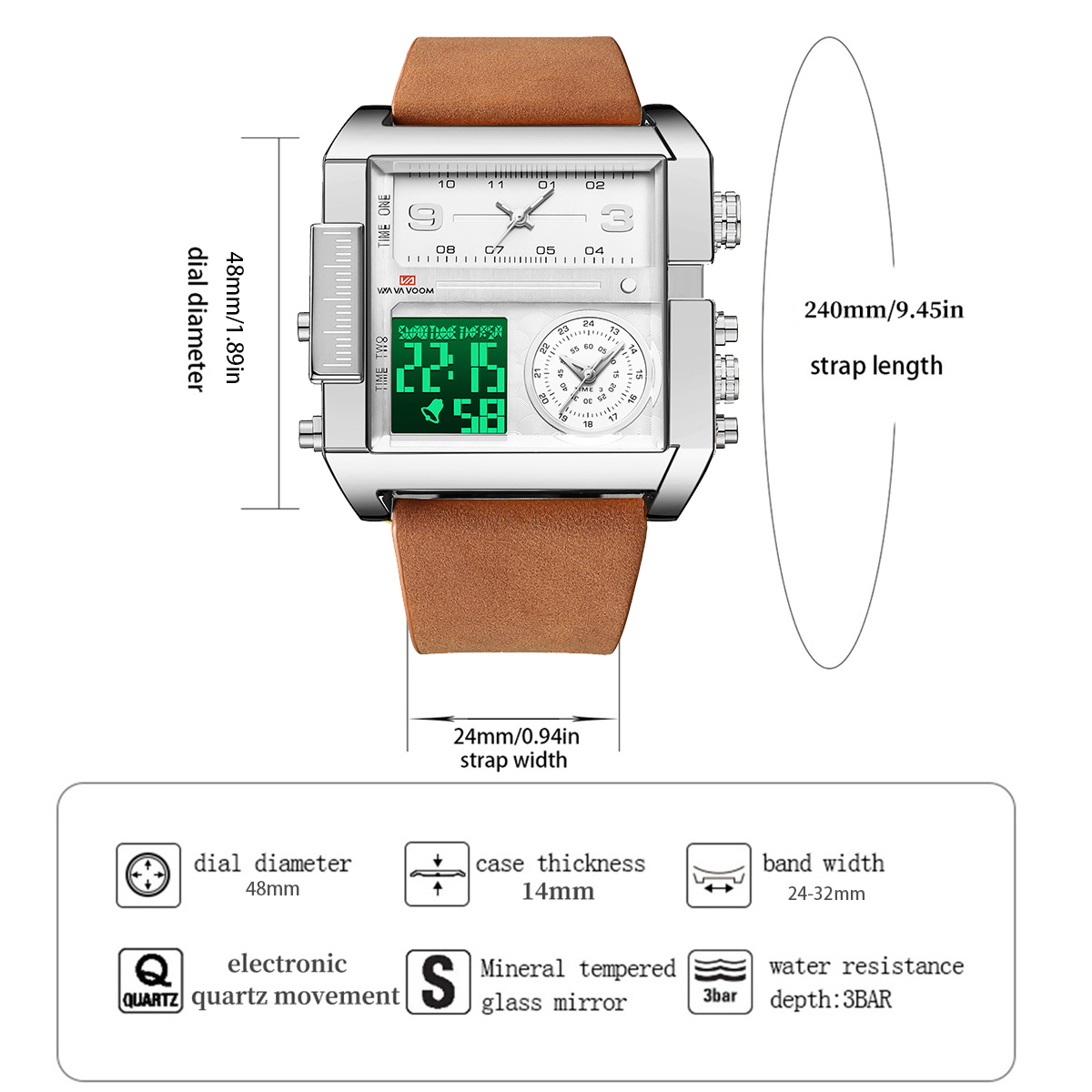 Men Electronic Watches Square  - Leather Watch Band Men review and price