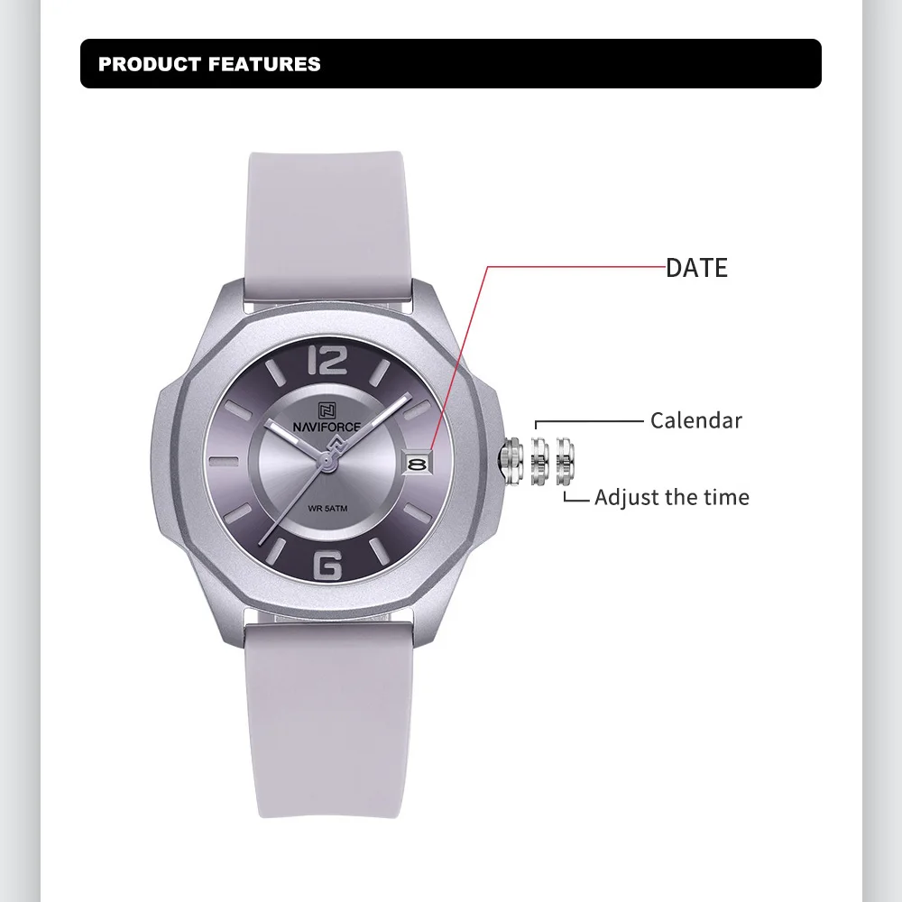 NAVIFORCE 7107 Watch for Women - Silicone Band Women review and price